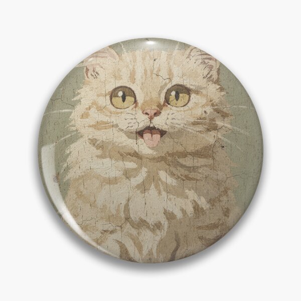 Item preview, Fluffy Cat Mid-Blep Folk Art designed and sold by PictorialWhimsy.
