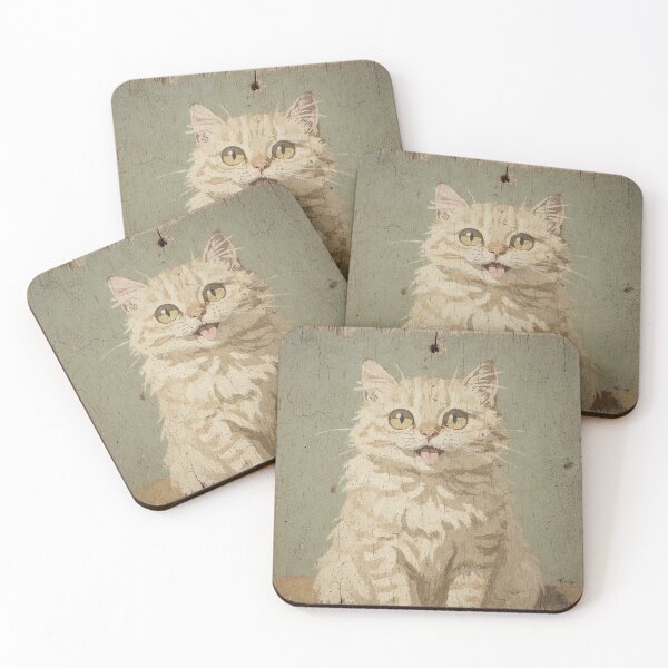 Item preview, Fluffy Cat Mid-Blep Folk Art designed and sold by PictorialWhimsy.