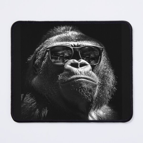 Item preview, Cool Gorilla Wearing Sunglasses Black and White Primate Portrait Art Design designed and sold by inkoutninja.
