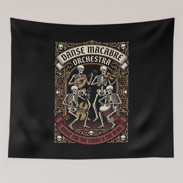 Aperçu de l'œuvre Danse Macabre Orchestra - Orchestre de squelettes vintage Art gothique créée et vendue par SplashTastic.