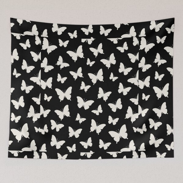 Item preview, Minimalist White Butterfly Silhouette Pattern Black Background Graphic designed and sold by PACS0011.