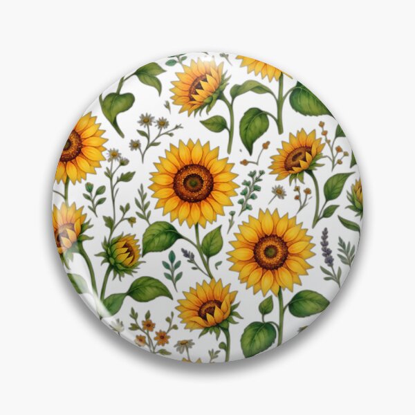 Item preview, Watercolor Sunflowers and Wildflowers Botanical Pattern Print designed and sold by Bonasates.