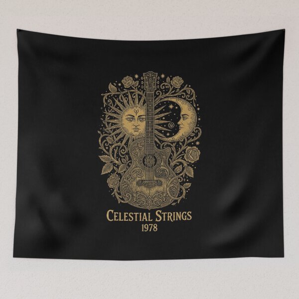 Item preview, Celestial Strings 1978 - Vintage Woodcut Rock Guitar designed and sold by AZABSTORE.