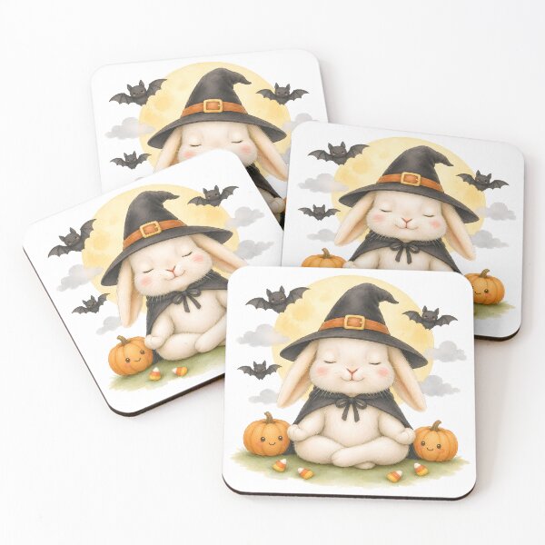 Item preview, Halloween Lotus Rabbit in a Witch’s Hat designed and sold by YogiAnimalArt.