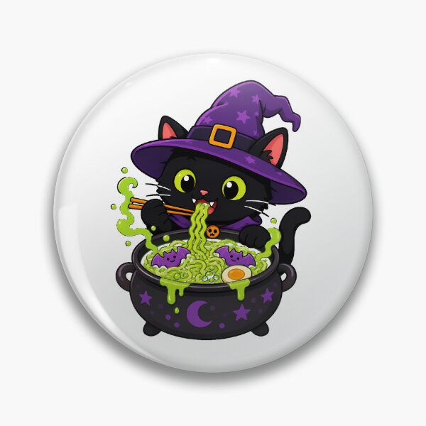 Item preview, Black Cat Witch Ramen Chibi Halloween Cauldron designed and sold by chattsuede.