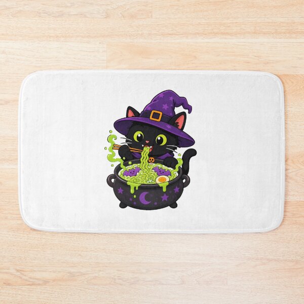 Item preview, Black Cat Witch Ramen Chibi Halloween Cauldron designed and sold by chattsuede.