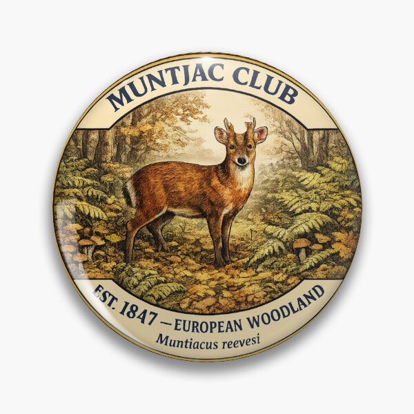 Item preview, Insignia vintage del Club Muntjac Arte del Bosque Europeo designed and sold by CalmCapy Co.
