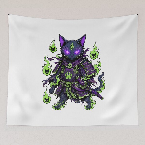 Item preview, Black Cat Samurai Dark Fantasy Anime Feline Warrior designed and sold by chattsuede.