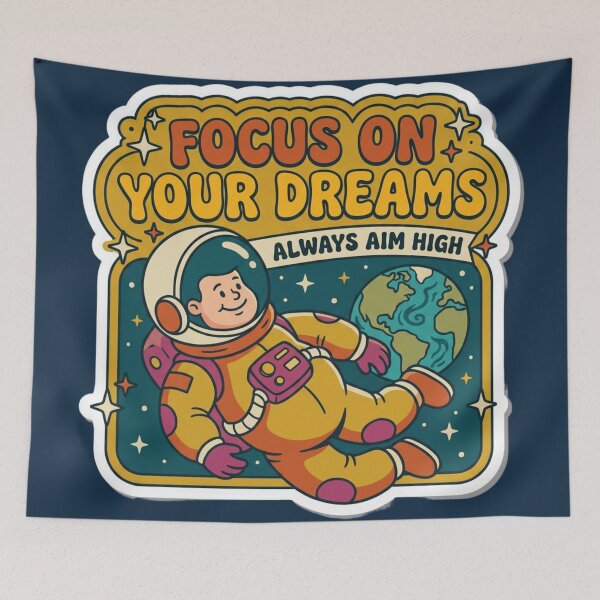 Item preview, Retro Astronaut Focus on Your Dreams Space designed and sold by MuseAI.