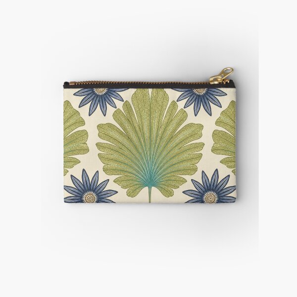 Item preview, Vintage Arts Crafts Ginkgo Leaf Blue Daisy Botanical designed and sold by FestivityFinds.