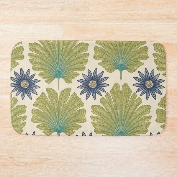 Item preview, Vintage Arts Crafts Ginkgo Leaf Blue Daisy Botanical designed and sold by FestivityFinds.