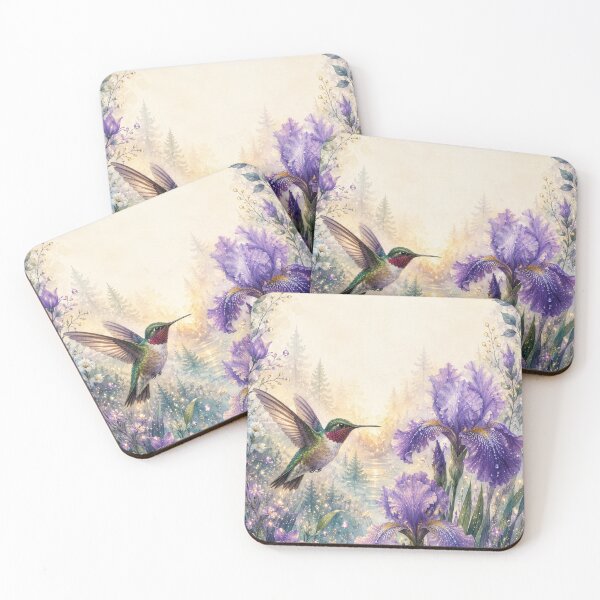 Item preview, HUMMINGBIRD AND IRISES  Where Peace Takes Root – Hummingbird  designed and sold by Enchanting World.