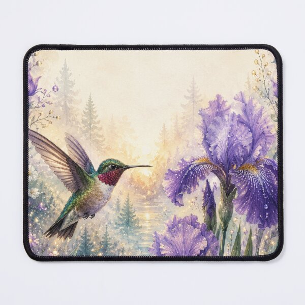 Item preview, HUMMINGBIRD AND IRISES  Where Peace Takes Root – Hummingbird  designed and sold by Enchanting World.