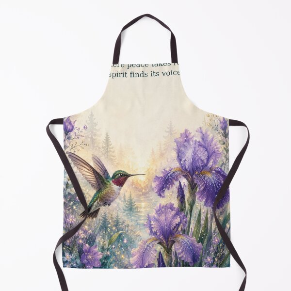 Item preview, HUMMINGBIRD AND IRISES  Where Peace Takes Root – Hummingbird  designed and sold by Enchanting World.