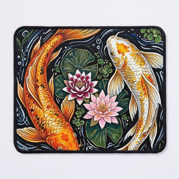 Item preview, Elegant Playful Japanese Koi Fish Swimming In Lotus Pond Seamless Patterns designed and sold by Matt_Smith.