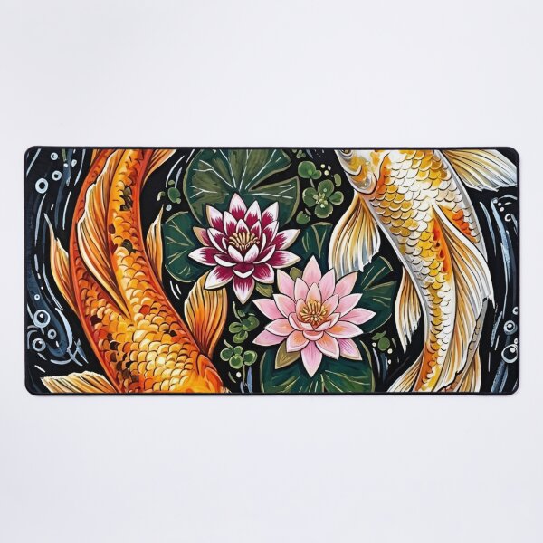 Item preview, Elegant Playful Japanese Koi Fish Swimming In Lotus Pond Seamless Patterns designed and sold by Matt_Smith.