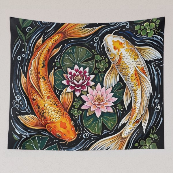 Item preview, Elegant Playful Japanese Koi Fish Swimming In Lotus Pond Seamless Patterns designed and sold by Matt_Smith.