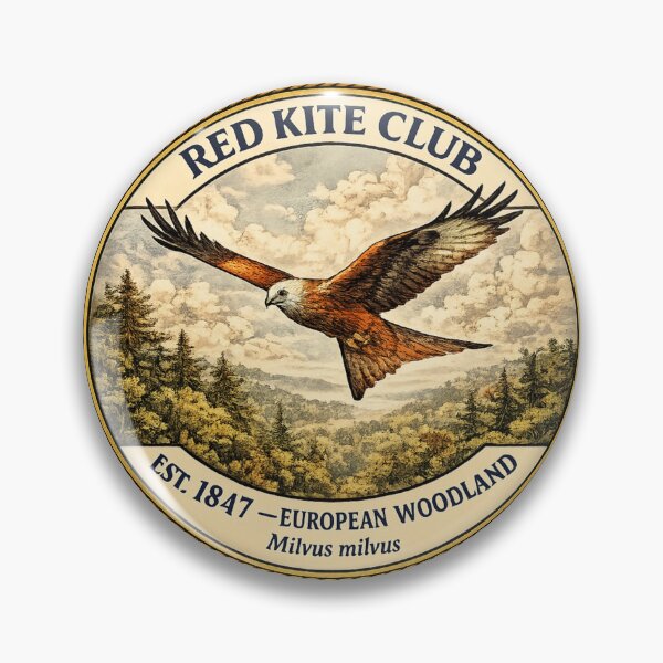 Item preview, Red Kite Club Vintage Badge European Woodland Art designed and sold by CalmCapy Co.