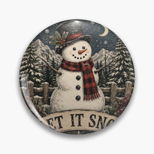 Item preview, Let It Snow Vintage Snowman - Winter Badge Design designed and sold by BackTWO.
