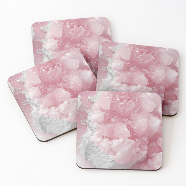 Item preview, Pink quartz crystal cluster rose geode silver foil macro background designed and sold by LYAN-STORE.