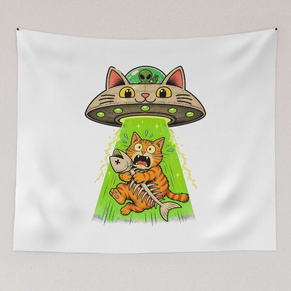 Item preview, Alien Cat Abduction Humor Orange Tabby Spaceship designed and sold by chattsuede.