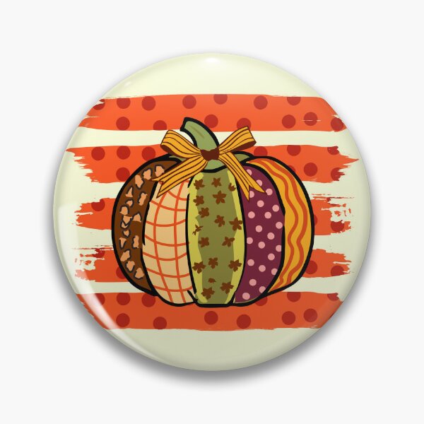 Item preview, Colorful Patchwork Pumpkinwith  Bow & Preppy Stripes Polka Dot designed and sold by MaiZephyr.