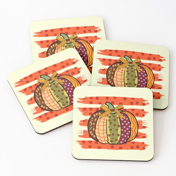 Item preview, Colorful Patchwork Pumpkinwith  Bow & Preppy Stripes Polka Dot designed and sold by MaiZephyr.