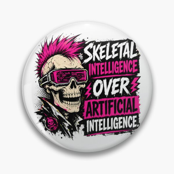 Item preview, Anti AI Punk Skull Skeletal Intelligence Tech Humor designed and sold by chattsuede.