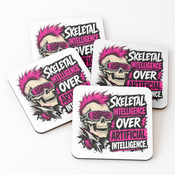 Item preview, Anti AI Punk Skull Skeletal Intelligence Tech Humor designed and sold by chattsuede.