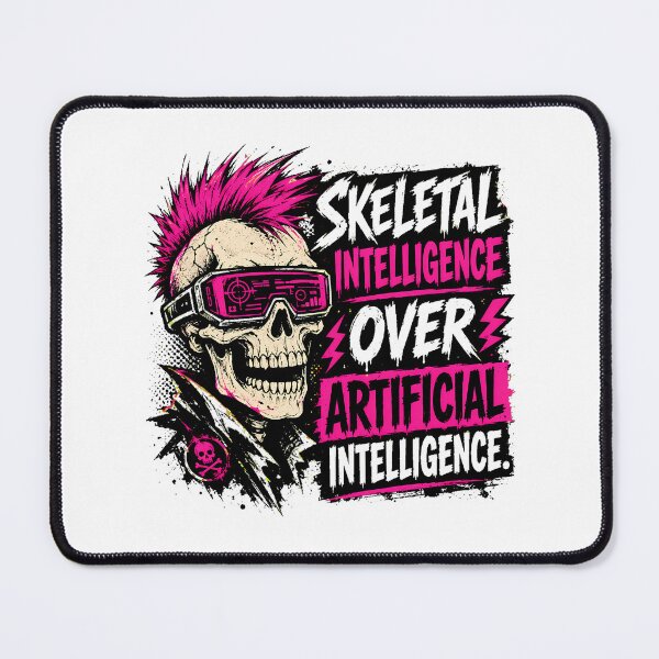 Item preview, Anti AI Punk Skull Skeletal Intelligence Tech Humor designed and sold by chattsuede.