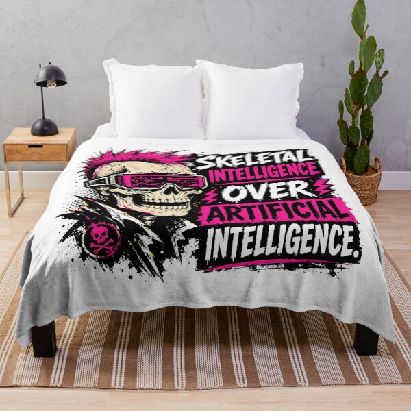 Item preview, Anti AI Punk Skull Skeletal Intelligence Tech Humor designed and sold by chattsuede.