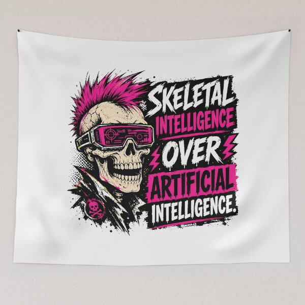 Item preview, Anti AI Punk Skull Skeletal Intelligence Tech Humor designed and sold by chattsuede.