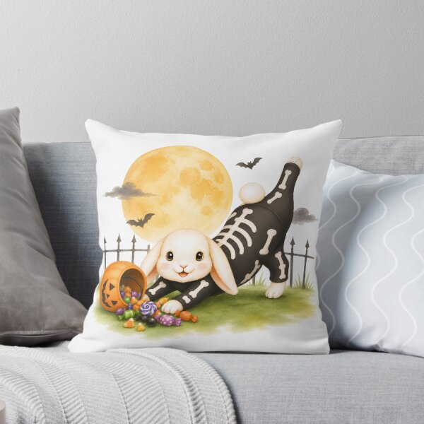 Item preview, Halloween Yoga Rabbit in 3 Legged Dog Pose – Cute Skeleton Costume designed and sold by YogiAnimalArt.