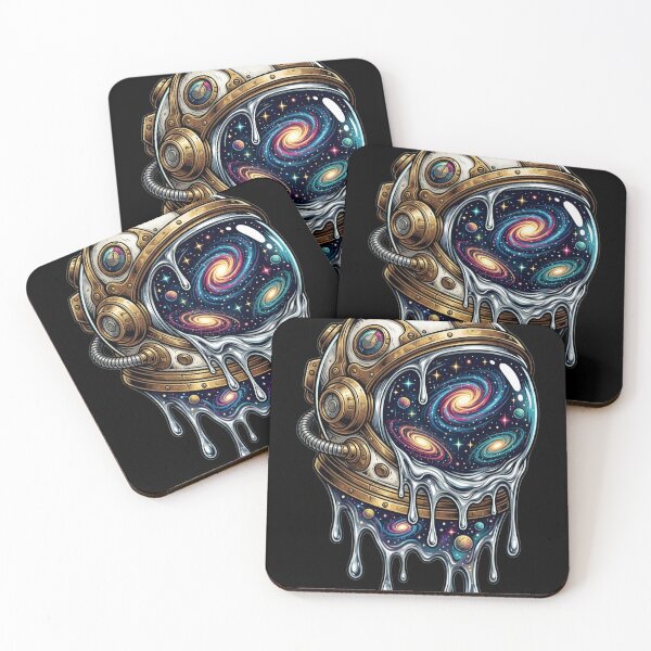 Item preview, Liquid Void Astronaut - Melting Chrome Galaxy Helmet Art designed and sold by ZoneMerch.