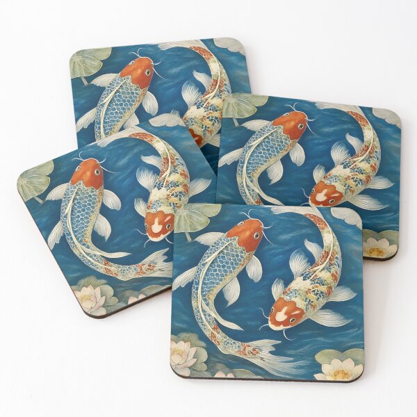 Item preview, Elegant Playful Japanese Koi Fish Swimming In Lotus Pond Seamless Patterns designed and sold by Matt_Smith.