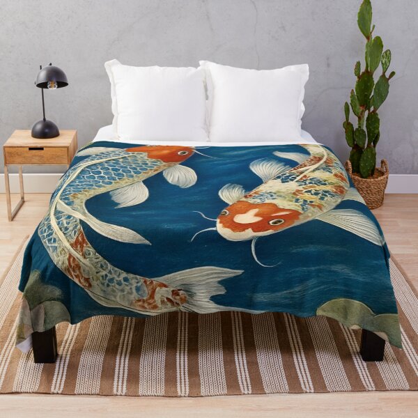 Item preview, Elegant Playful Japanese Koi Fish Swimming In Lotus Pond Seamless Patterns designed and sold by Matt_Smith.