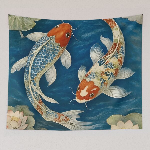 Item preview, Elegant Playful Japanese Koi Fish Swimming In Lotus Pond Seamless Patterns designed and sold by Matt_Smith.