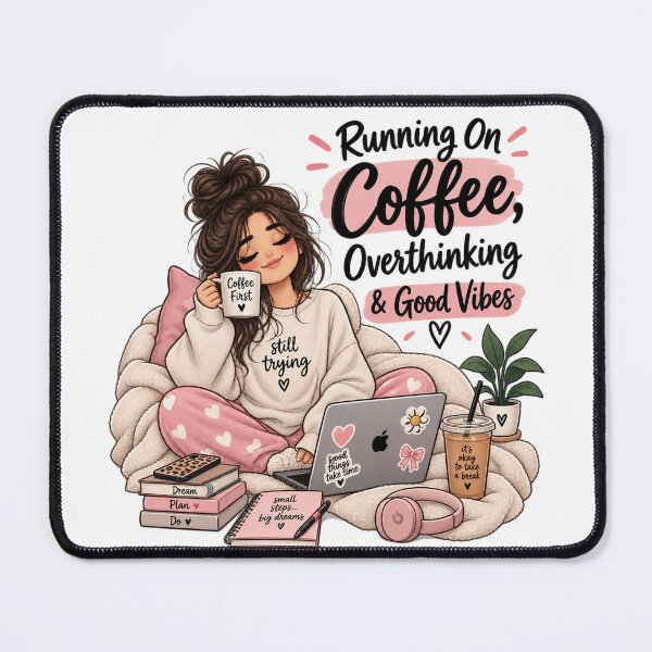 Item preview, Running On Coffee, Overthinking & Good Vibes designed and sold by MissDeee.