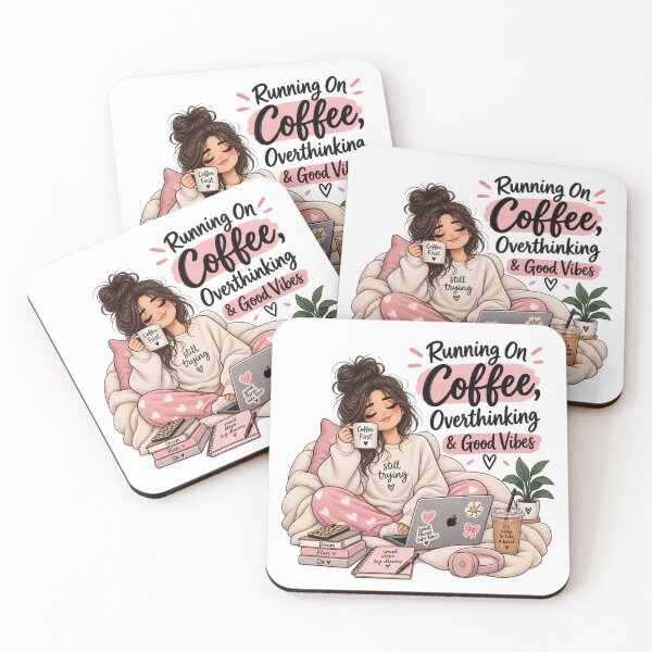 Item preview, Running On Coffee, Overthinking & Good Vibes designed and sold by MissDeee.