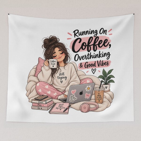 Item preview, Running On Coffee, Overthinking & Good Vibes designed and sold by MissDeee.