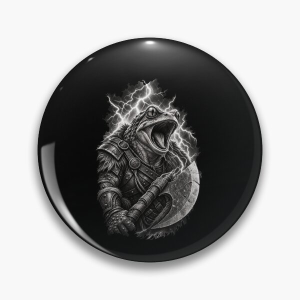 Item preview, Funny Roaring Battle Frog Strong Warrior With Storm Axe Art designed and sold by elderberry.