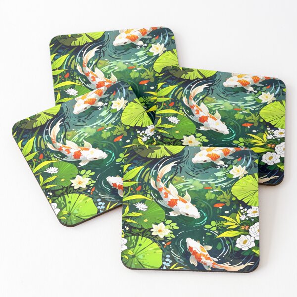 Item preview, Elegant Playful Japanese Koi Fish Swimming In Lotus Pond Seamless Patterns designed and sold by Matt_Smith.