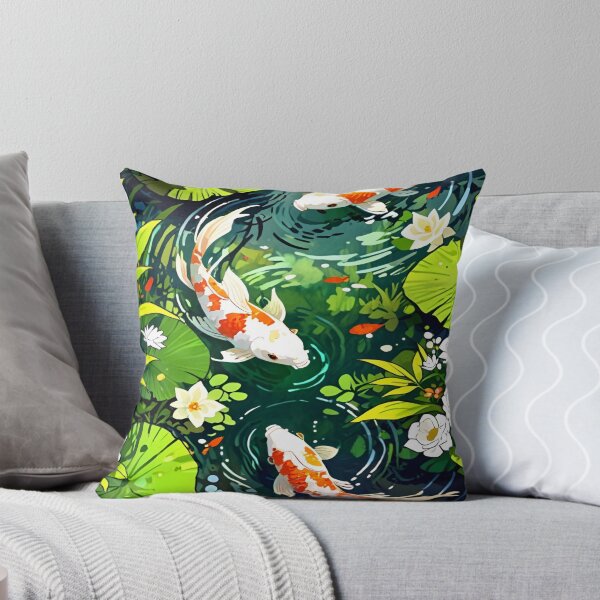 Item preview, Elegant Playful Japanese Koi Fish Swimming In Lotus Pond Seamless Patterns designed and sold by Matt_Smith.