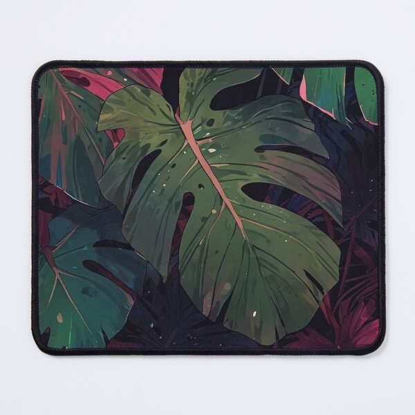 Item preview, Dark Tropical Monstera Leaves Pink Emerald Jungle Botanical Pattern designed and sold by LYAN-STORE.
