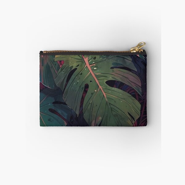 Item preview, Dark Tropical Monstera Leaves Pink Emerald Jungle Botanical Pattern designed and sold by LYAN-STORE.