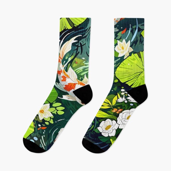 Item preview, Elegant Playful Japanese Koi Fish Swimming In Lotus Pond Seamless Patterns designed and sold by Matt_Smith.