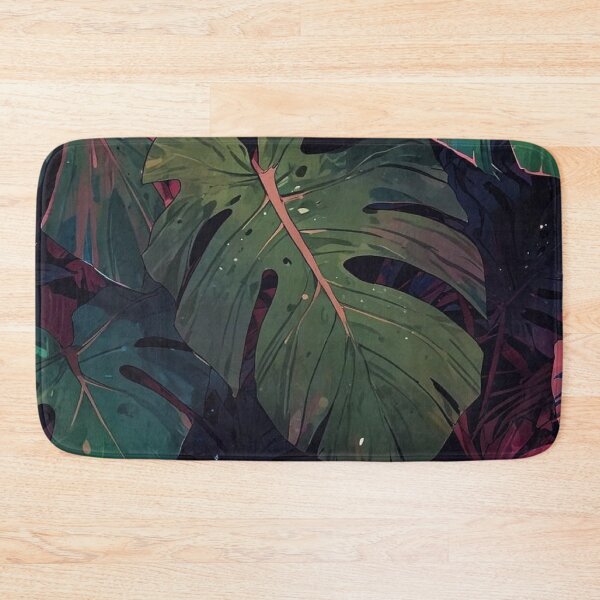 Item preview, Dark Tropical Monstera Leaves Pink Emerald Jungle Botanical Pattern designed and sold by LYAN-STORE.