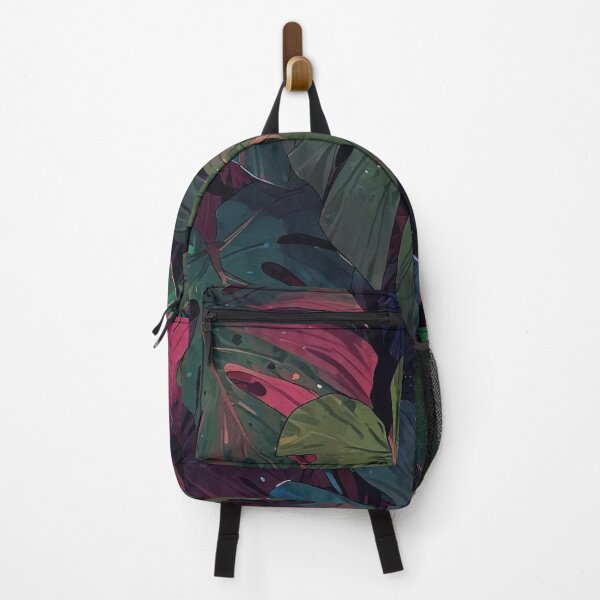 Item preview, Dark Tropical Monstera Leaves Pink Emerald Jungle Botanical Pattern designed and sold by LYAN-STORE.