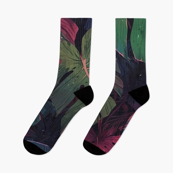 Item preview, Dark Tropical Monstera Leaves Pink Emerald Jungle Botanical Pattern designed and sold by LYAN-STORE.
