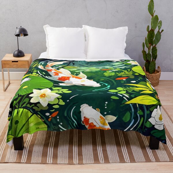 Item preview, Elegant Playful Japanese Koi Fish Swimming In Lotus Pond Seamless Patterns designed and sold by Matt_Smith.